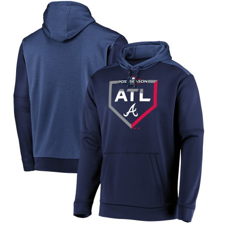 Men's Atlanta Braves Majestic Navy 2019 Postseason Dugout Pullover Hoodie