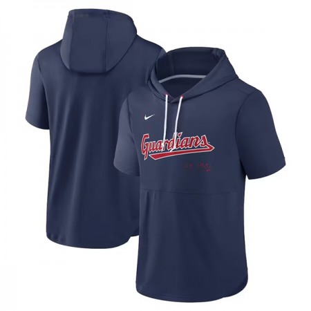 Men's Cleveland Guardians Navy Short Sleeve Team Pullover Hoodie