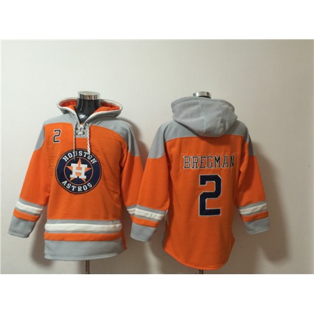 Men's Houston Astros #2 Alex Bregman Orange Ageless Must-Have Lace-Up Pullover Hoodie