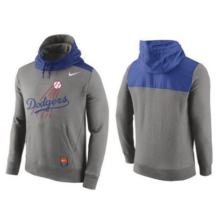 Men's Los Angeles Dodgers Nike Gray Cooperstown Collection Hybrid Pullover Hoodie_1