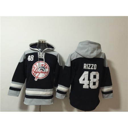 Men's New York Yankees #48 Anthony Rizzo Black/Grey Ageless Must-Have Lace-Up Pullover Hoodie