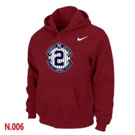 Nike New York Yankees #2 Derek Jeter Official Final Season Commemorative Logo Pullover Hoodie Red