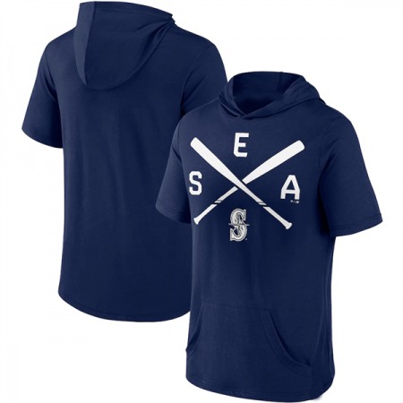 Men's Seattle Mariners Navy Short Sleeve Pullover Hoodie