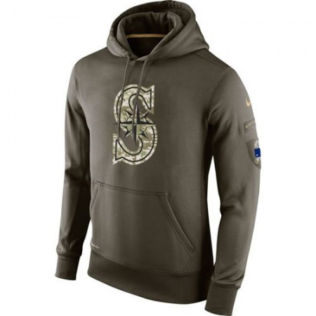 Men's Seattle Mariners Nike Olive Salute To Service KO Performance Hoodie