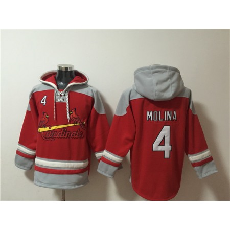 Men's St.Louis Cardinals #4 Yadier Molina Ageless Must-Have Lace-Up Pullover Hoodie