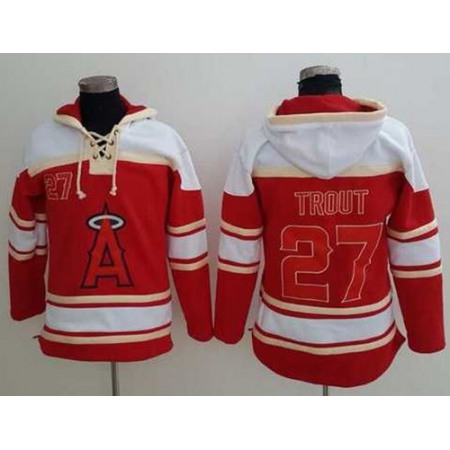 Angels of Anaheim #27 Mike Trout Red Sawyer Hooded Sweatshirt MLB Hoodie