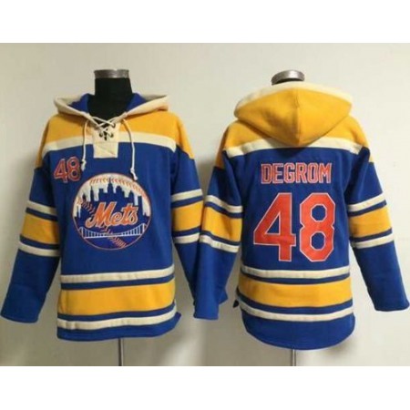 Mets #48 Jacob DeGrom Blue Sawyer Hooded Sweatshirt MLB Hoodie