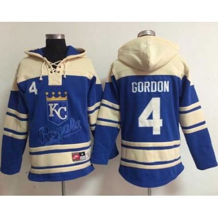 Royals #4 Alex Gordon Light Blue Sawyer Hooded Sweatshirt MLB Hoodie