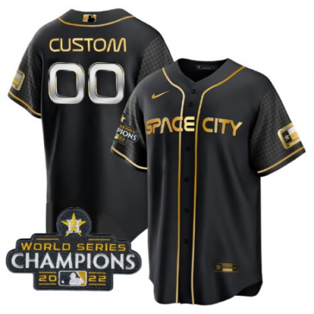 Men's Houston Astros ACTIVE Player Custom Black Gold 2022 World Series Champions Stitched Baseball Jersey