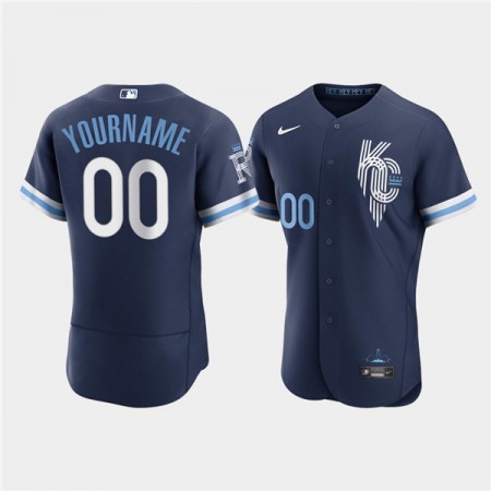 Men's Kansas City Royals Customized 2022 Navy City Connect Stitched Baseball Jersey