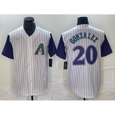 Men's Arizona Diamondbacks #20 Luis Gonzalez White Throwback Cool Base Stitched Baseball Jersey