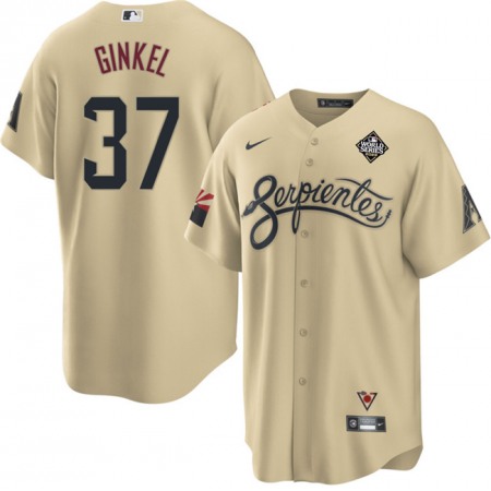 Men's Arizona Diamondbacks #37 Kevin Ginkel Cream 2023 World Series City Connect Cool Base Stitched Baseball Jersey