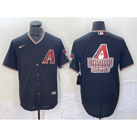 Men's Arizona Diamondbacks Black Team Big Logo Cool Base Stitched Baseball Jersey