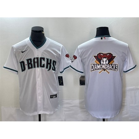 Men's Arizona Diamondbacks White Team Big Logo Cool Base Stitched Baseball Jersey