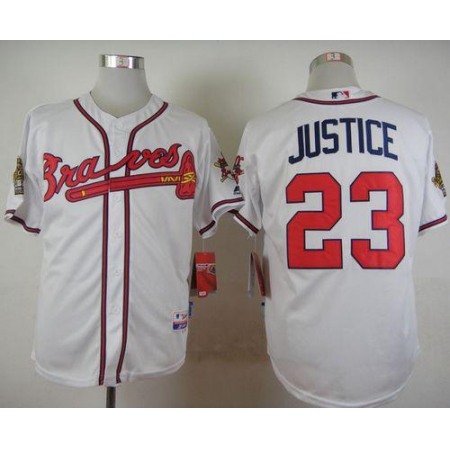 Braves #23 David Justice White Cool Base Stitched MLB Jersey