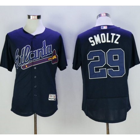 Braves #29 John Smoltz Navy Blue Flexbase Authentic Collection Stitched MLB Jersey