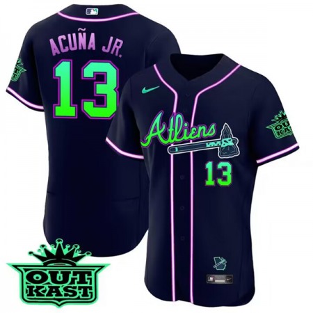 Men's Atlanta Braves #13 Ronald Acuna Jr. 2023 Galaxy Flex Base Stitched Baseball Jersey