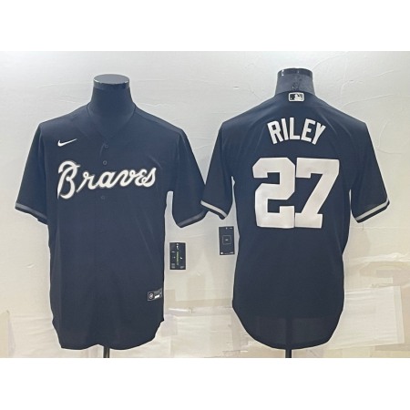 Men's Atlanta Braves #27 Austin Riley Black Cool Base Stitched Baseball Jersey