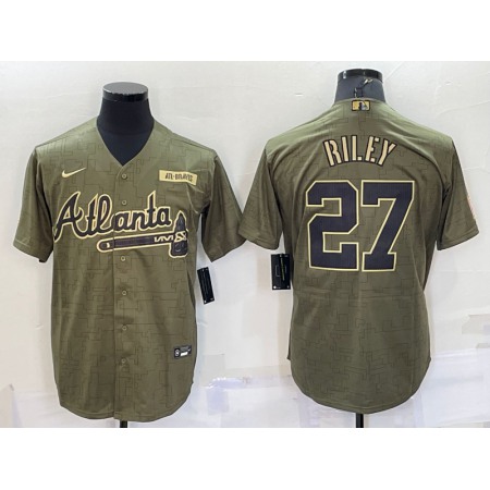 Men's Atlanta Braves #27 Austin Riley Green Salute To Service Cool Base Stitched Jersey