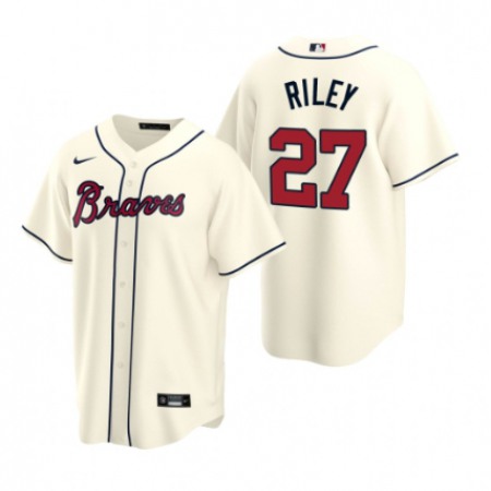 Men's Atlanta Braves #27 Austin Riley Cream Cool Base Stitched Jersey