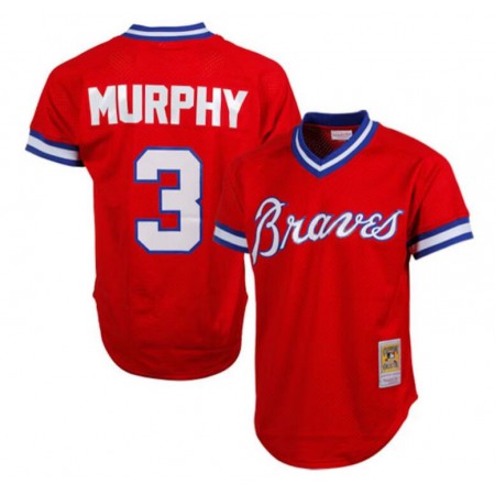 Men's Atlanta Braves #3 Dale Murphy Red Mitchell & Ness Stitched Jersey