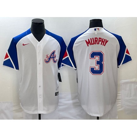 Men's Atlanta Braves #3 Dale Murphy White 2023 City Connect Cool Base Stitched Baseball Jersey