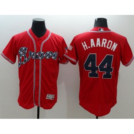 Braves #44 Hank Aaron Red Flexbase Authentic Collection Stitched MLB Jersey