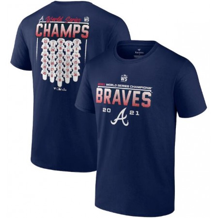 Men's Atlanta Braves 2021 Navy World Series Champions Jersey Roster T-Shirt