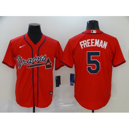 Men's Atlanta Braves #5 Freddie Freeman Red Cool Base Stitched MLB Jersey