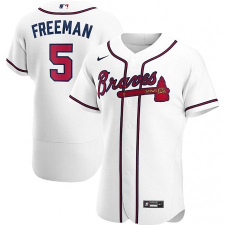 Men's Atlanta Braves #5 Freddie Freeman White Flex Base Stitched Jersey