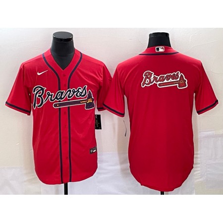 Men's Atlanta Braves Red Team Big Logo Cool Base Stitched Baseball Jersey