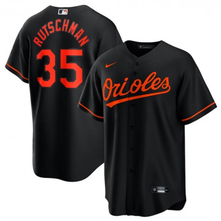 Men's Baltimore Orioles #35 Adley Rutschman Black Cool Base Stitched Jersey