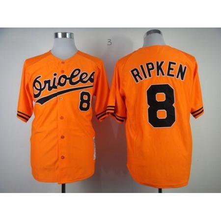 Mitchell And Ness 1989 Orioles #8 Cal Ripken Orange Throwback Stitched MLB Jersey