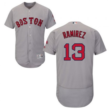 Red Sox #13 Hanley Ramirez Grey Flexbase Authentic Collection Stitched MLB Jersey