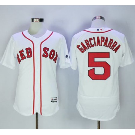 Red Sox #5 Nomar Garciaparra White Flexbase Authentic Collection Stitched MLB Jersey