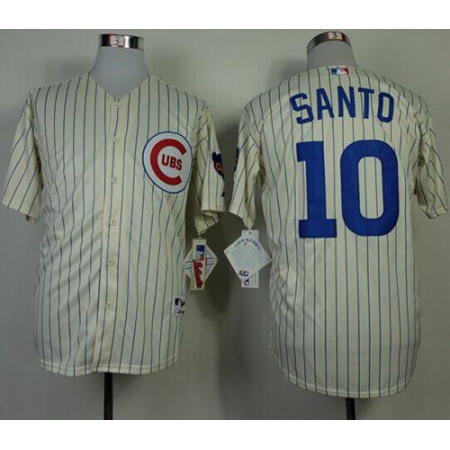 Cubs #10 Ron Santo Cream 1969 Turn Back The Clock Stitched MLB Jersey