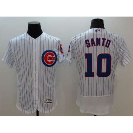 Cubs #10 Ron Santo White Flexbase Authentic Collection Stitched MLB Jersey