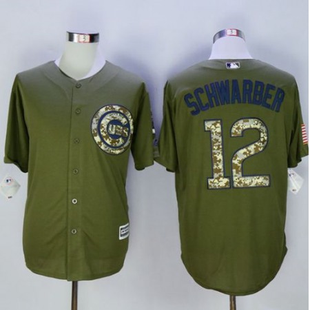 Cubs #12 Kyle Schwarber Green Camo New Cool Base Stitched MLB Jersey