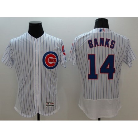 Cubs #14 Ernie Banks White Flexbase Authentic Collection Stitched MLB Jersey