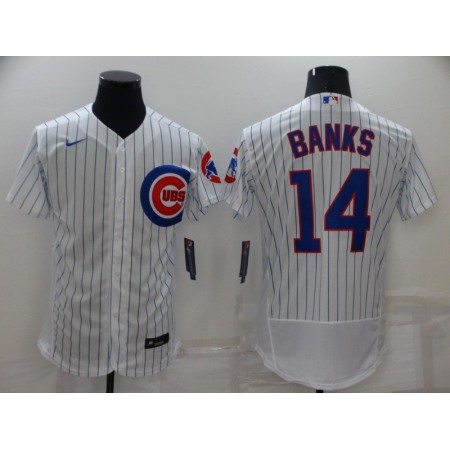 Men's Chicago Cubs #14 Ernie Banks White Flex Base Stitched Jersey