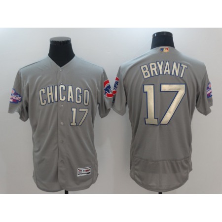 Men's Chicago Cubs #17 Kris Bryant World Series Champions Grey Program Flexbase Stitched MLB Jersey