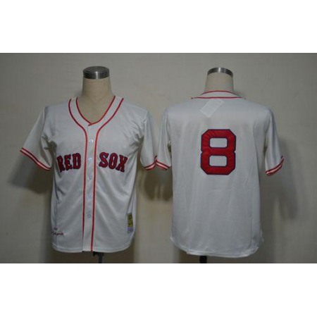 Mitchell And Ness 1967 Red Sox #8 Carl Yastrzemski Cream Stitched Throwback MLB Jersey