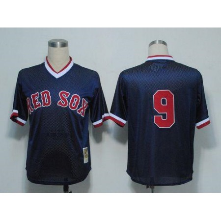 Mitchell And Ness 1990 Red Sox #9 Ted Williams Dark Blue Stitched Throwback MLB Jersey