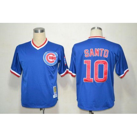 Mitchell and Ness Cubs #10 Ron Santo Stitched Blue Throwback MLB Jersey