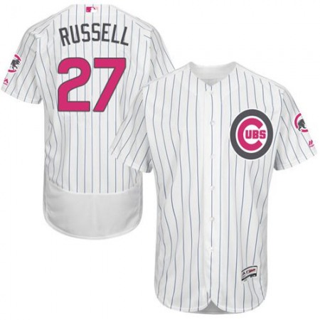 Cubs #27 Addison Russell White(Blue Strip) Flexbase Authentic Collection 2016 Mother's Day Stitched MLB Jersey