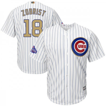 Men's Chicago Cubs #18 Ben Zobrist Majestic White 2017 Gold Program Cool Base Player Stitched MLB Jersey