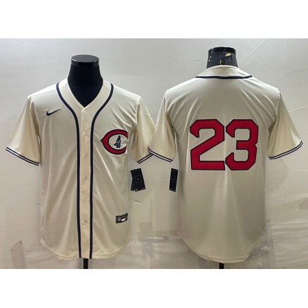 Men's Chicago Cubs #23 Ryne Sandberg 2022 Cream Field of Dreams Cool Base Stitched Baseball Jersey