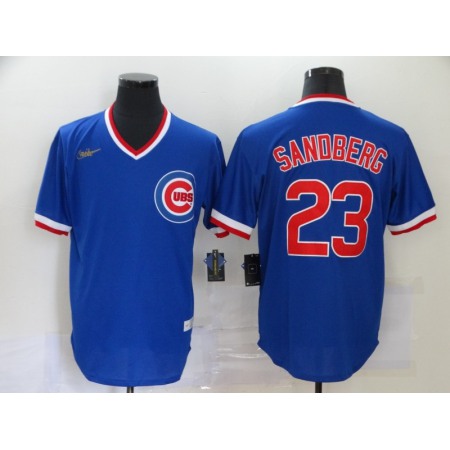 Men's Chicago Cubs #23 Ryne Sandberg Blue Throwback Cool Base Stitched Jersey