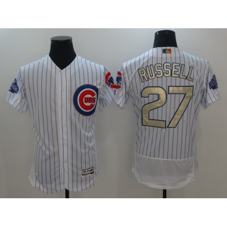 Men's Chicago Cubs #27 Addison Russell Majestic White 2017 Gold Program FlexBase Player Stitched MLB Jersey