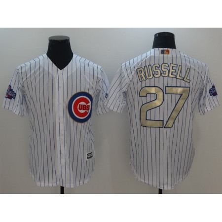 Men's Chicago Cubs #27 Addison Russell White 2017 Gold Program Cool Base Stitched MLB Jersey